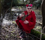 Little Red Riding Hood spotted on the railway land in Lewes, photo © Oscar Hewitt