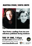 Our first post lockdown event: poets Martina Evans & Sonya Smith